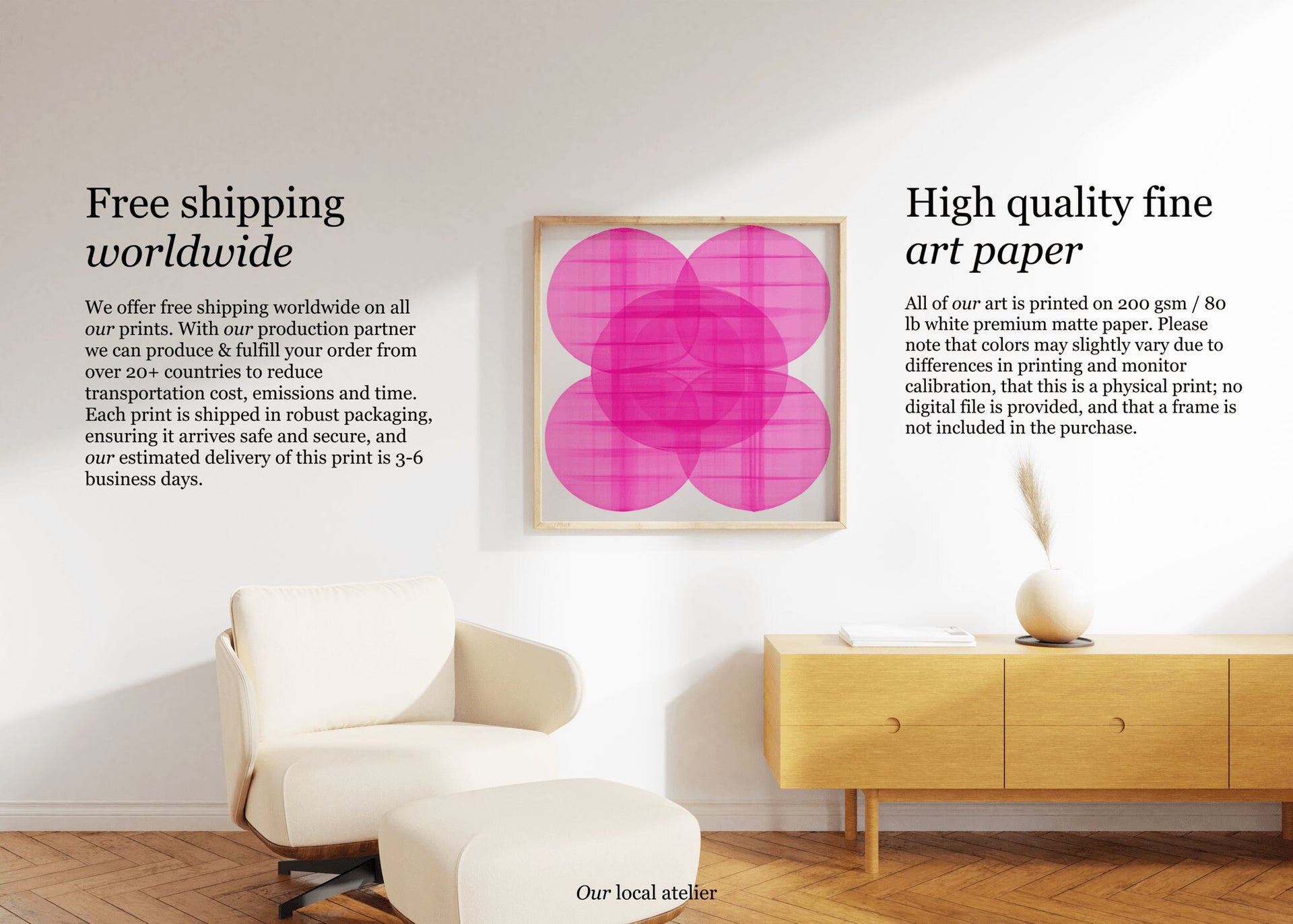 PINK GEOMETRIC PRINT | Color Gradient Print | Unique Decorative Gift | Square Art Print | Our Local Atelier