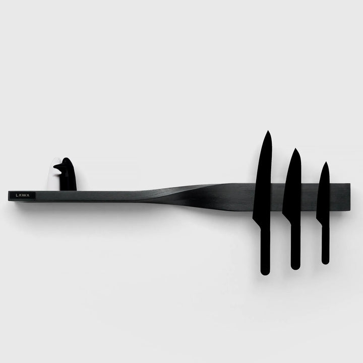 Twist Shelf Black Oak • Minimalist Wooden Shelf • Magnetic Knife Rack • Solid Oak • Modern Home • Office Decor