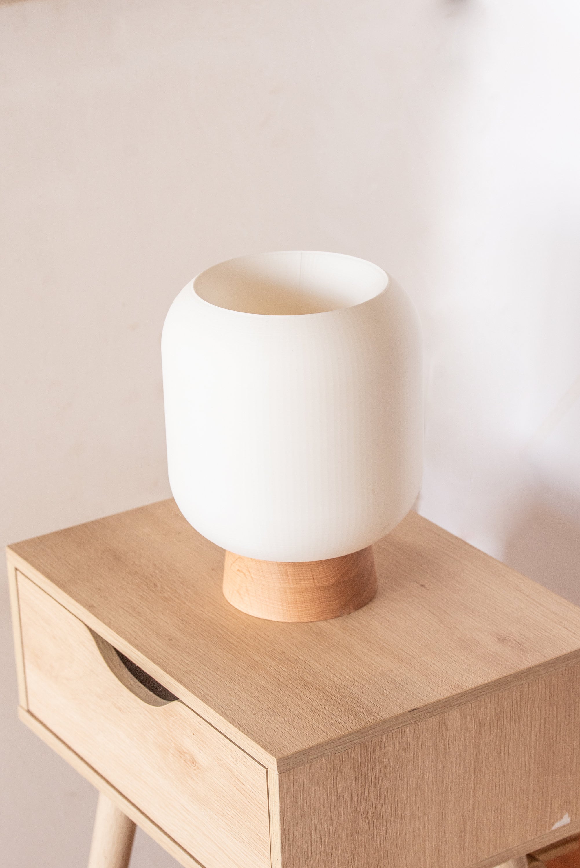 KUMO Oak Table Lamp, Desk Lamp, Mushroom Lamp, Lantern, Modern Shoji, Minimal, 3D Printed, Timber.