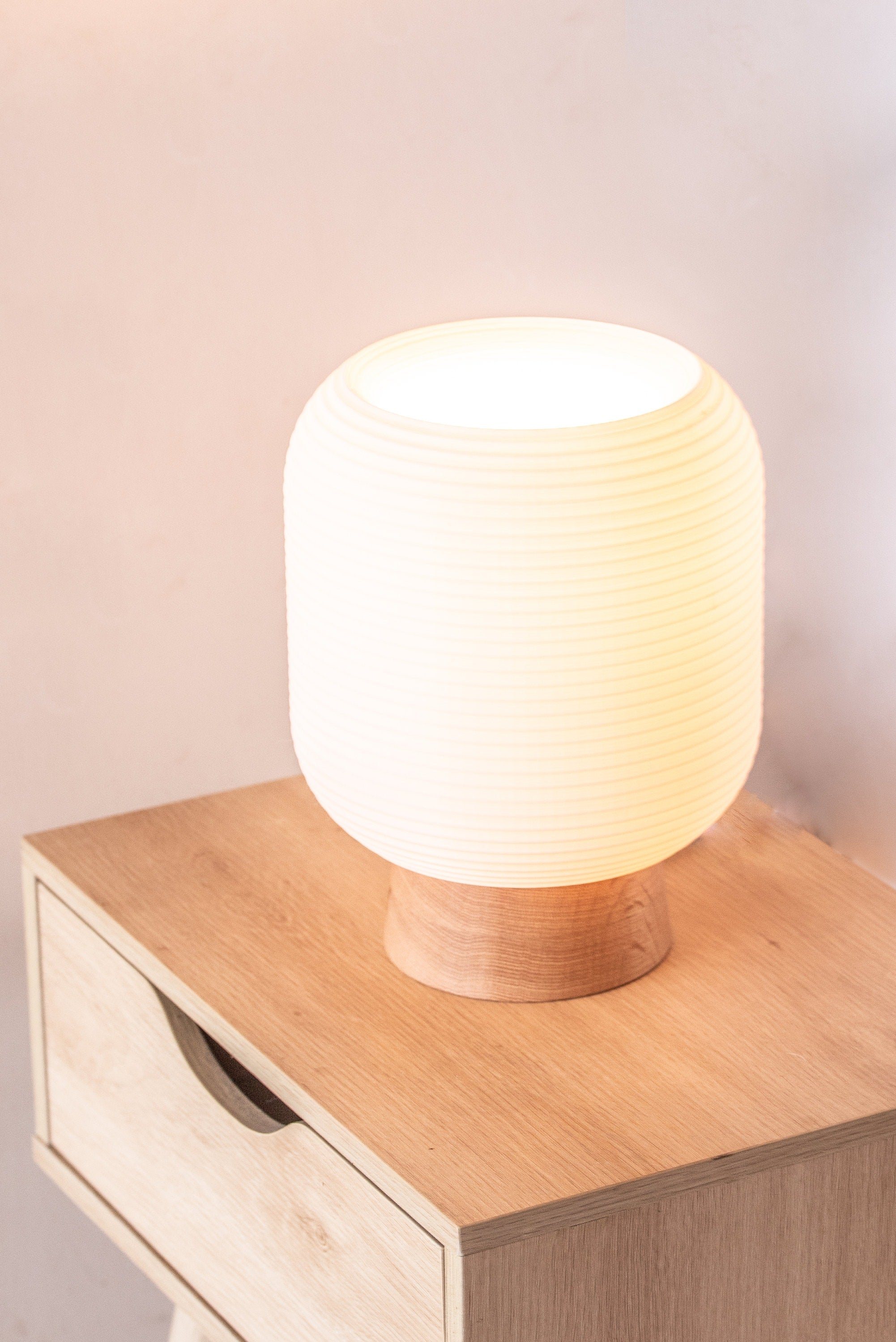 KUMO Oak Table Lamp, Desk Lamp, Mushroom Lamp, Lantern, Modern Shoji, Minimal, 3D Printed, Timber.