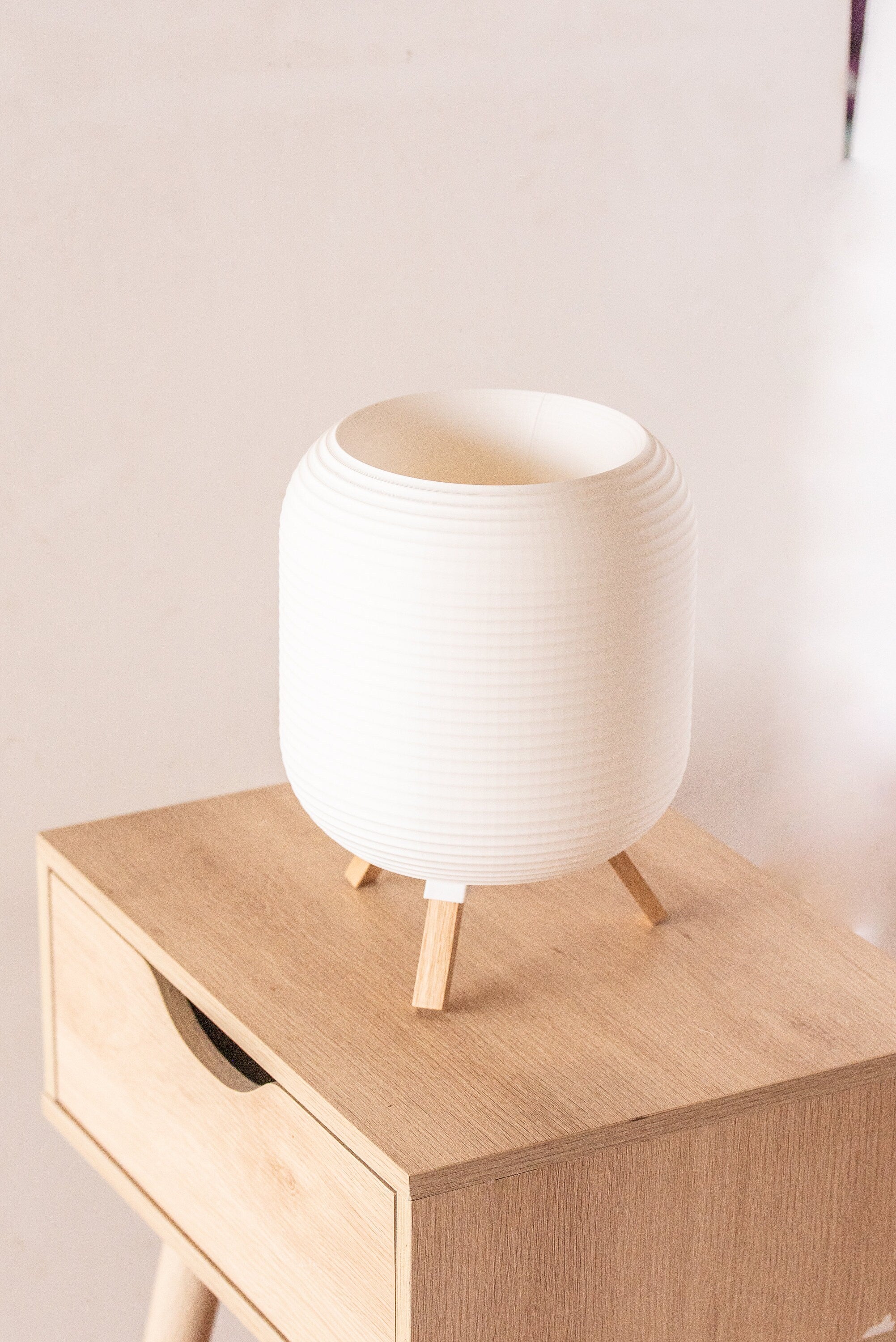 KUMO Oak Table Lamp, Desk Lamp, Tripod Lamp, Mushroom Lamp, Lantern, Modern Shoji, Minimal, 3D Printed, Timber.