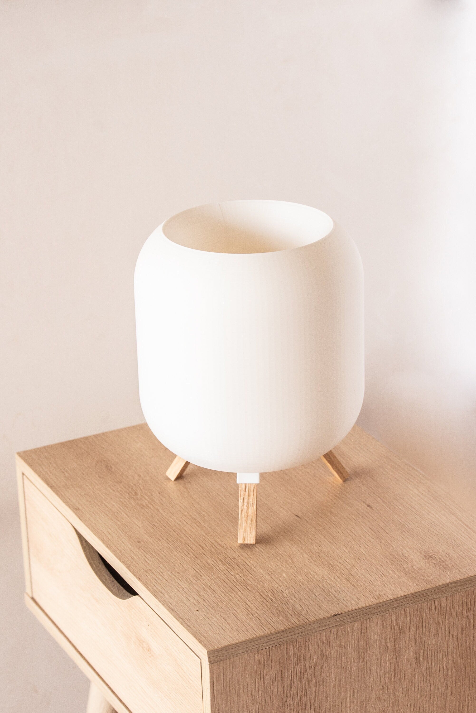 KUMO Oak Table Lamp, Desk Lamp, Tripod Lamp, Mushroom Lamp, Lantern, Modern Shoji, Minimal, 3D Printed, Timber.