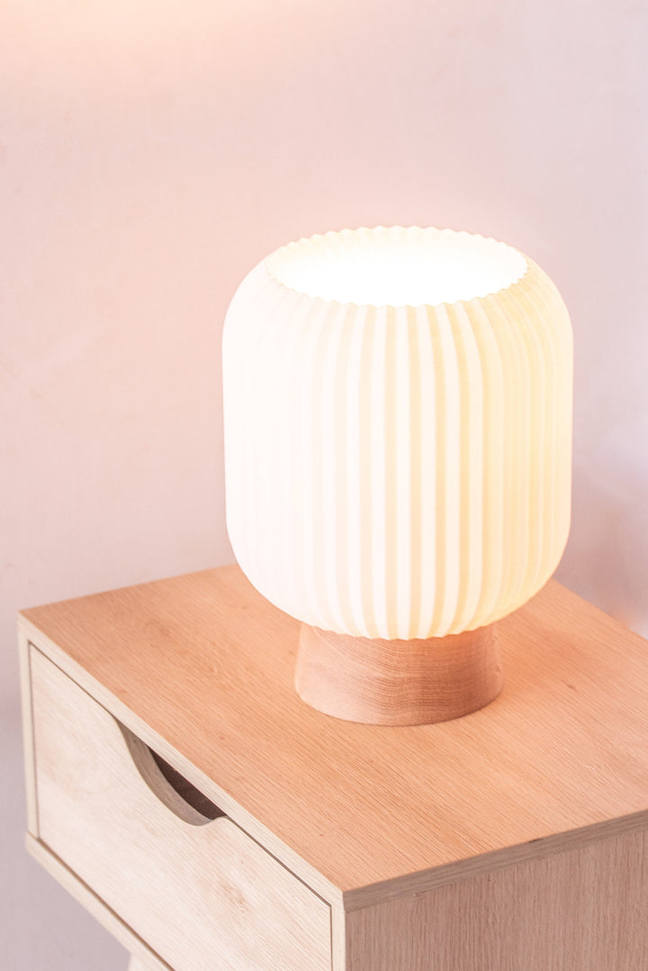 KUMO Oak Table Lamp, Desk Lamp, Mushroom Lamp, Lantern, Modern Shoji, Minimal, 3D Printed, Timber.