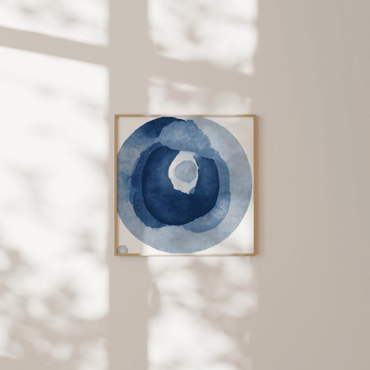 ABSTRACT EYE (Fine Art Print) | Indigo Watercolor Poster | Circles Wall Art | Minimalistic Home Print | Square Art Print