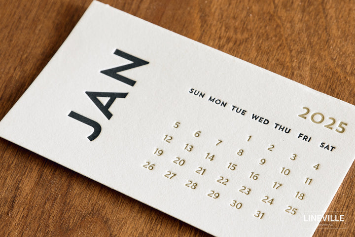 2025 Minimal Letterpress Desk Calendar