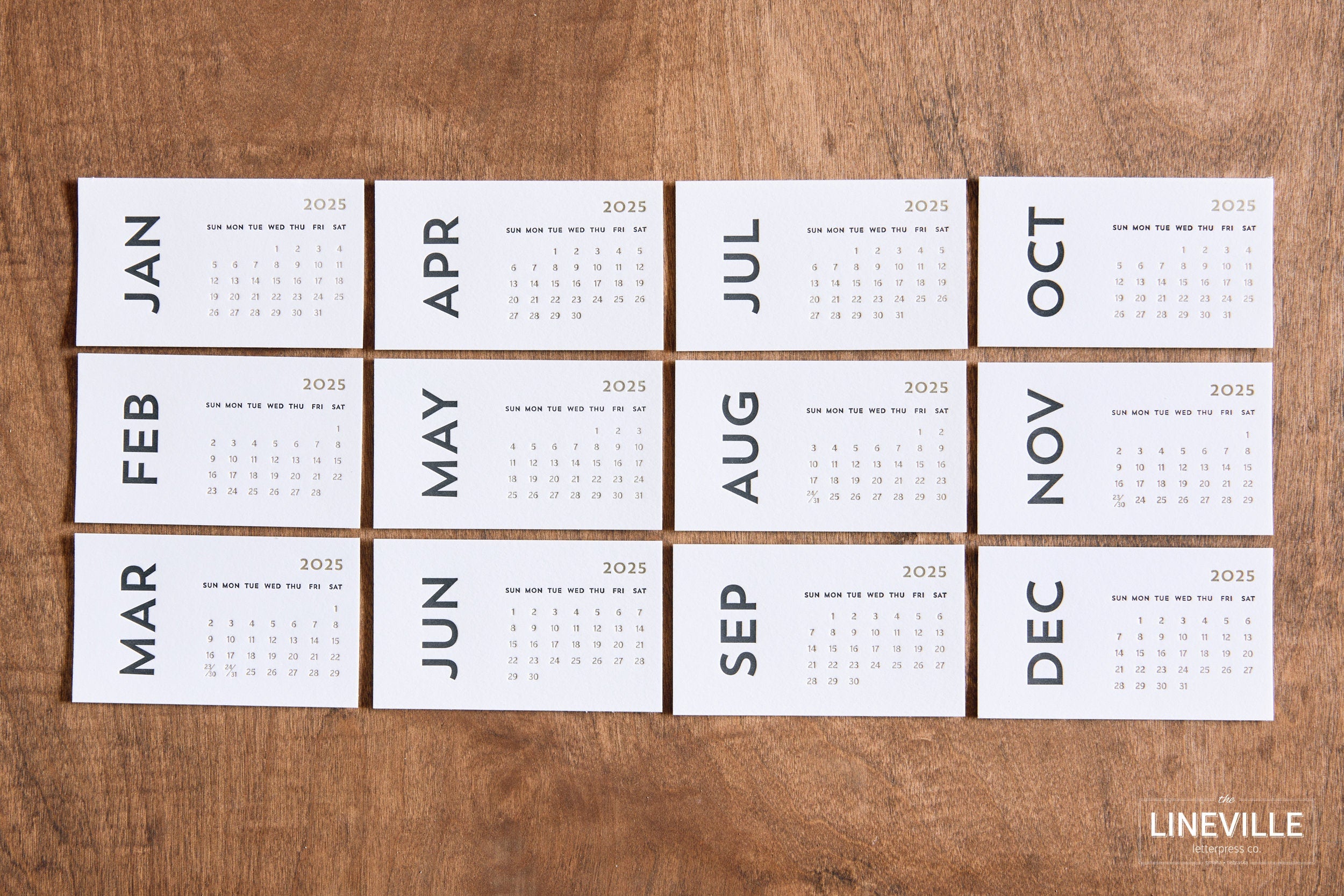 2025 Minimal Letterpress Desk Calendar